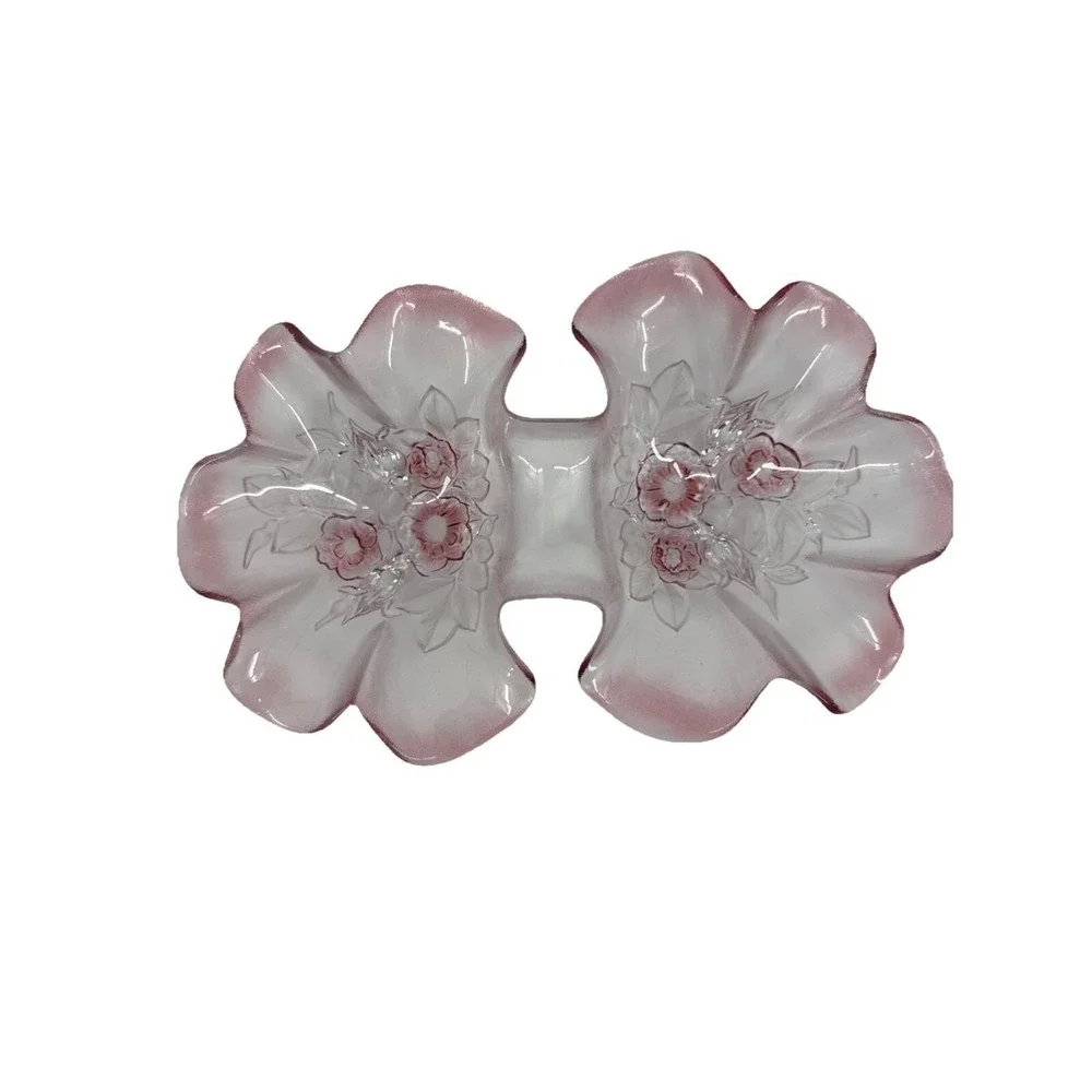 Vintage Mikasa Walther-Glass Rosella Rose Pink Glass Relish Tray.